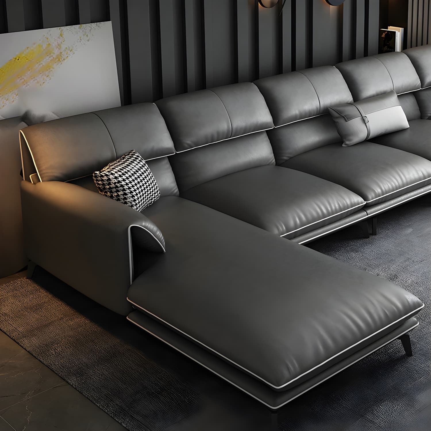 Modern Gray Stationary Sectional Sofa with Wood Frame and Pillow Top Arm - image 10