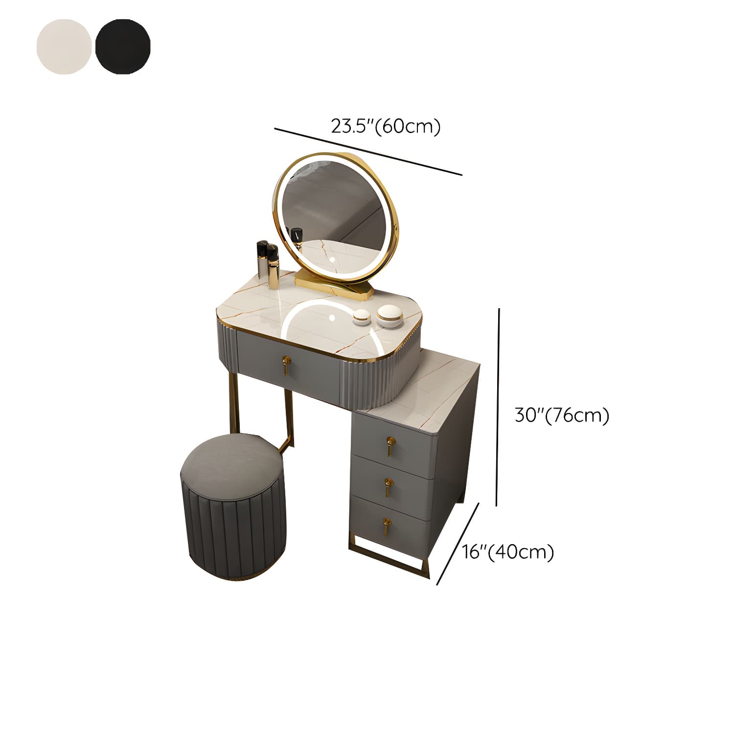 Contemporary Makeup Vanity Desk Table 29.9" H Bedroom Makeup Counter - image 26