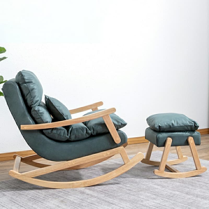 Modern Upholstered Rocking Chair with Track Arms and Ottoman for Stylish Interior Design
