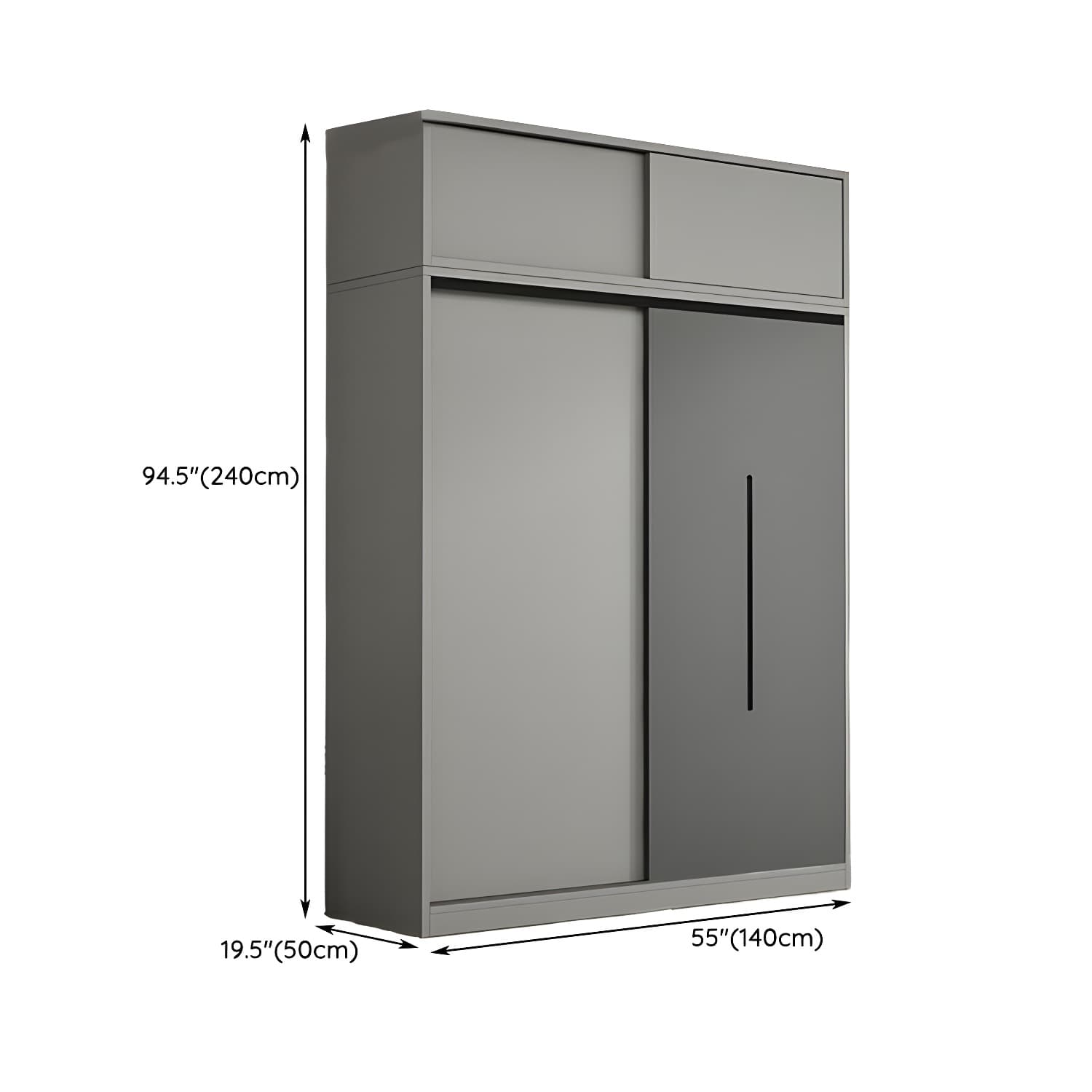 Contemporary Wood Grey Cloth Rod Included Wardrobe with Shelves - image 19