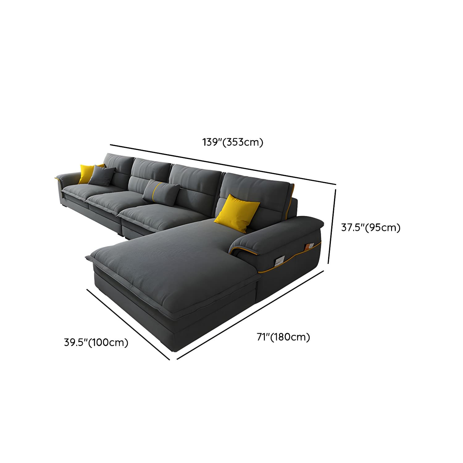 Modern Gray Cotton and Linen Sectional Sofa with Wood Frame and Storage Included - image 16