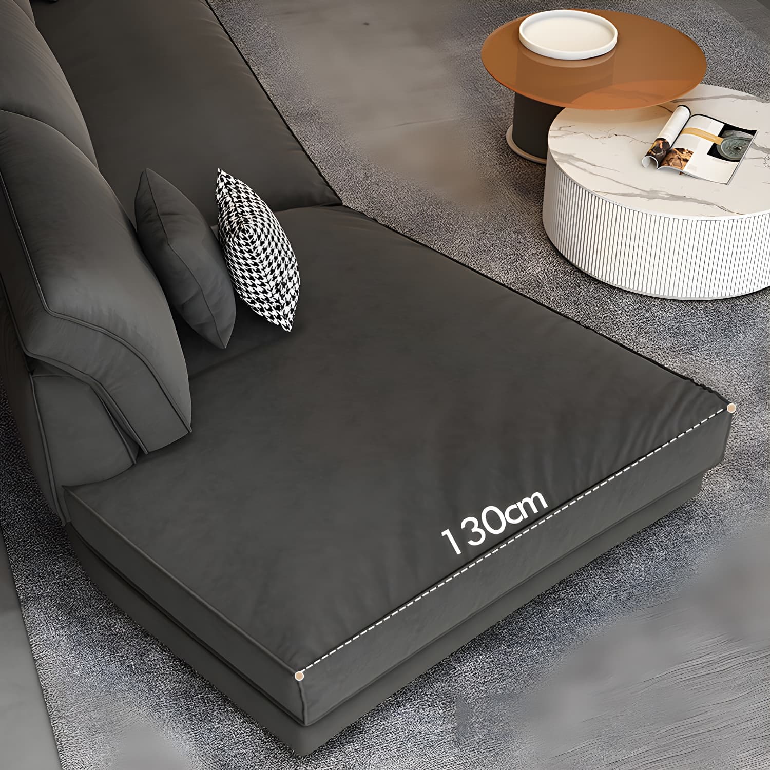 Modern Gray Polyester Blend Stationary Sectional Sofa with Square Arm and Cushion Back - image 6