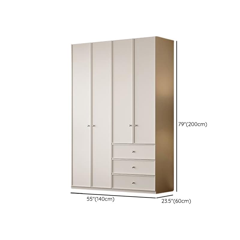 Chalk Modern Wooden Standalone Almirah with 3-Drawer, Interior Shelves, and Hanging Rod - image 8