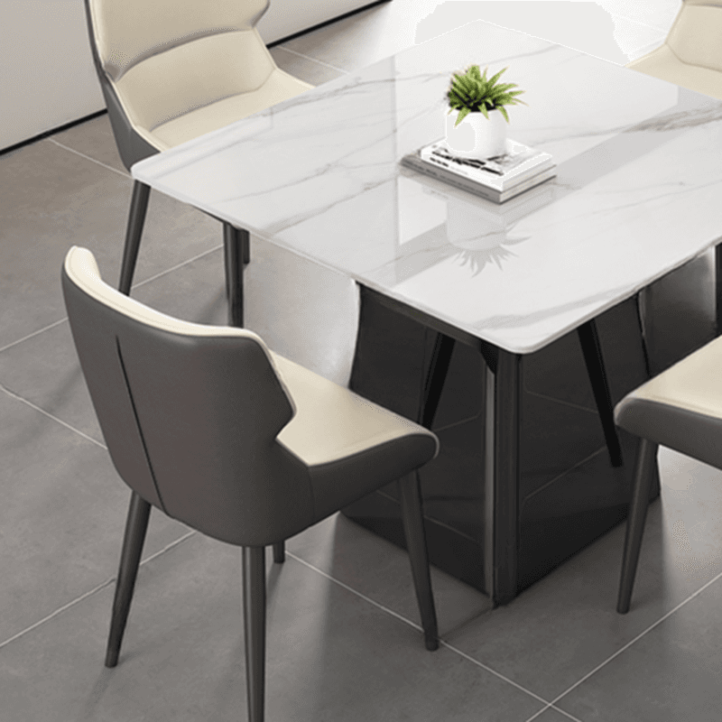 Square Dining Table Set with Stump Base, Enclosed Back, Fixed Table, Padded Chair, 5-piece - image 8