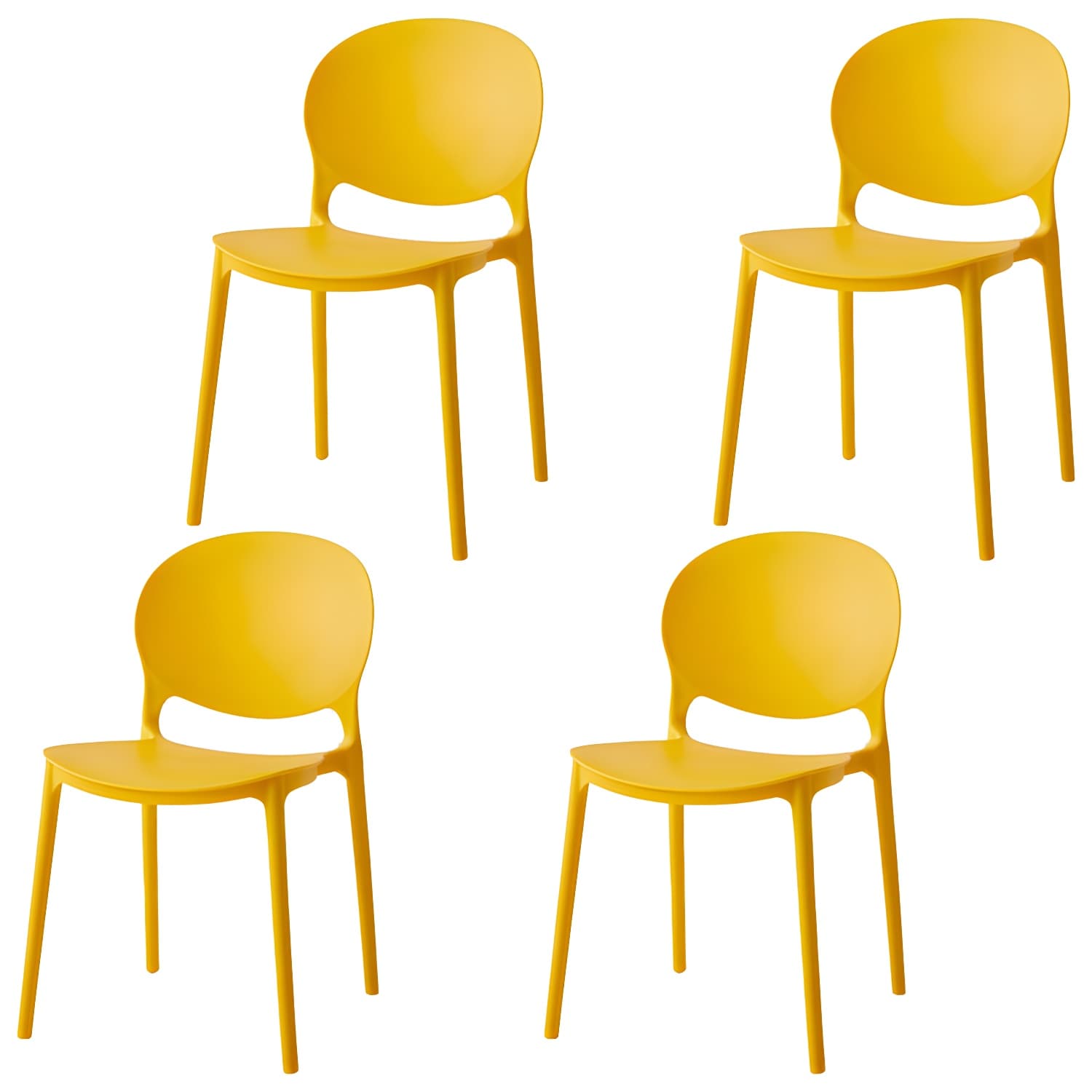 Modern Style Stackable Plastic Chair Open Back Dining Side Chair (Set of 4) - image 11