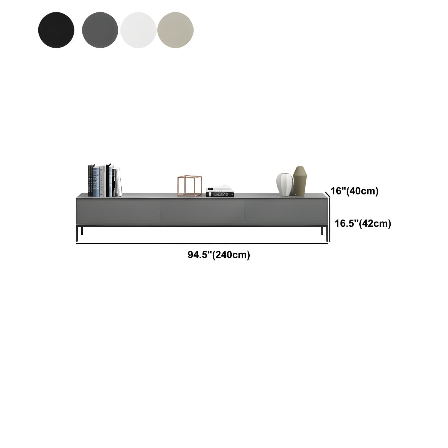 Contemporary Style TV Stand Stone and Engineered Wood TV Cabinet - image 13