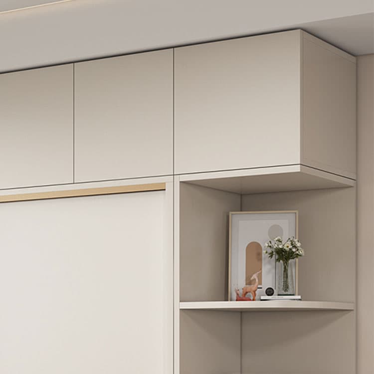 Modern White Wood Wardrobe Armoire with Sliding Doors and Soft Close Drawers - image 6