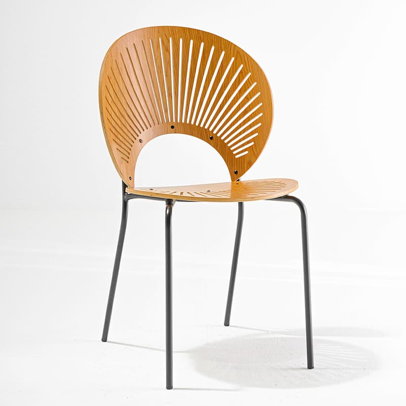 Dining Room Sturdy Side Chair with Outlined Frame and Foot Pads