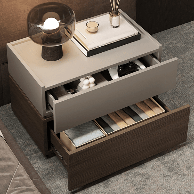 Organic Modern Nightstand With Drawer Organization Featuring 2 Drawers and Real Wood Countertop - image 11