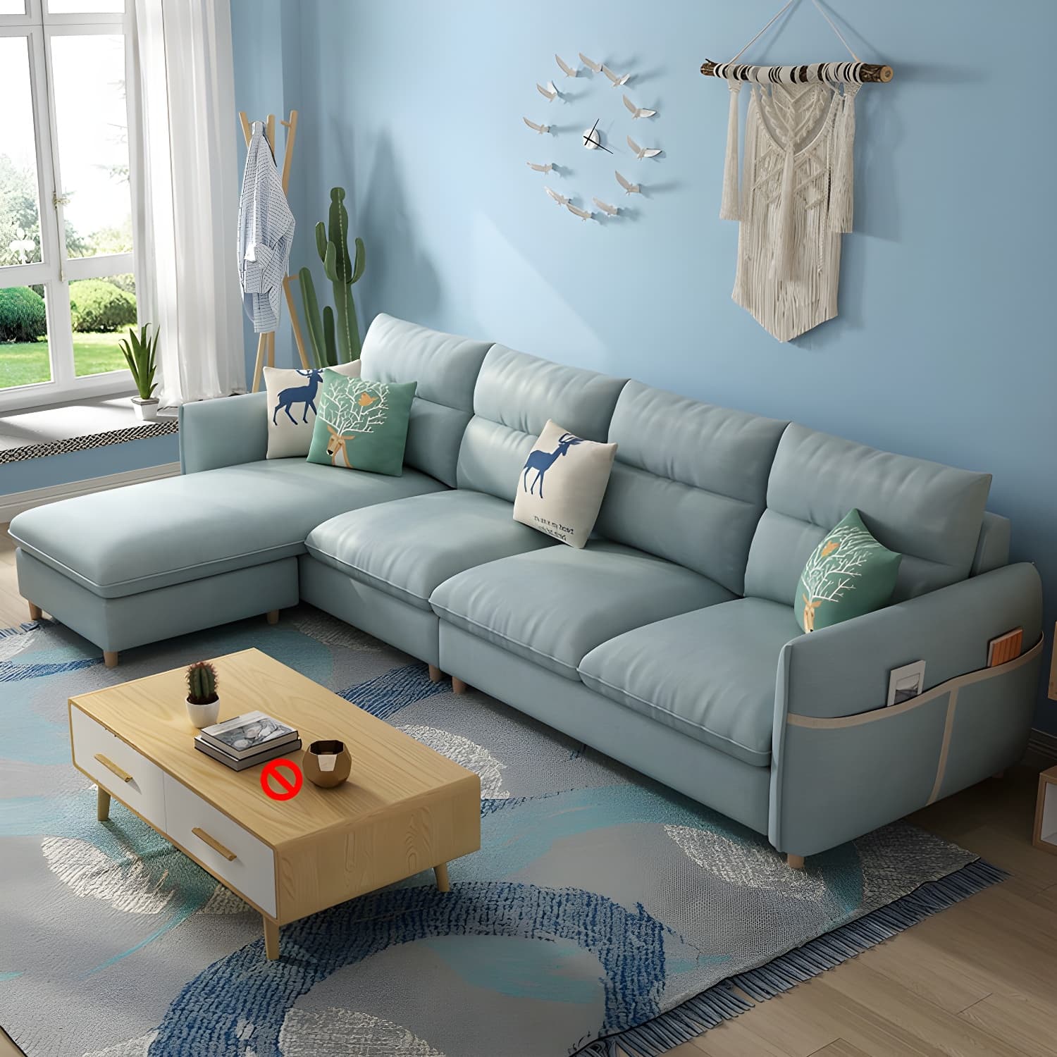 Scandinavian Modular L-Shape Sectional Sofa Chaise with Reversible Pine Wood Frame - image 8