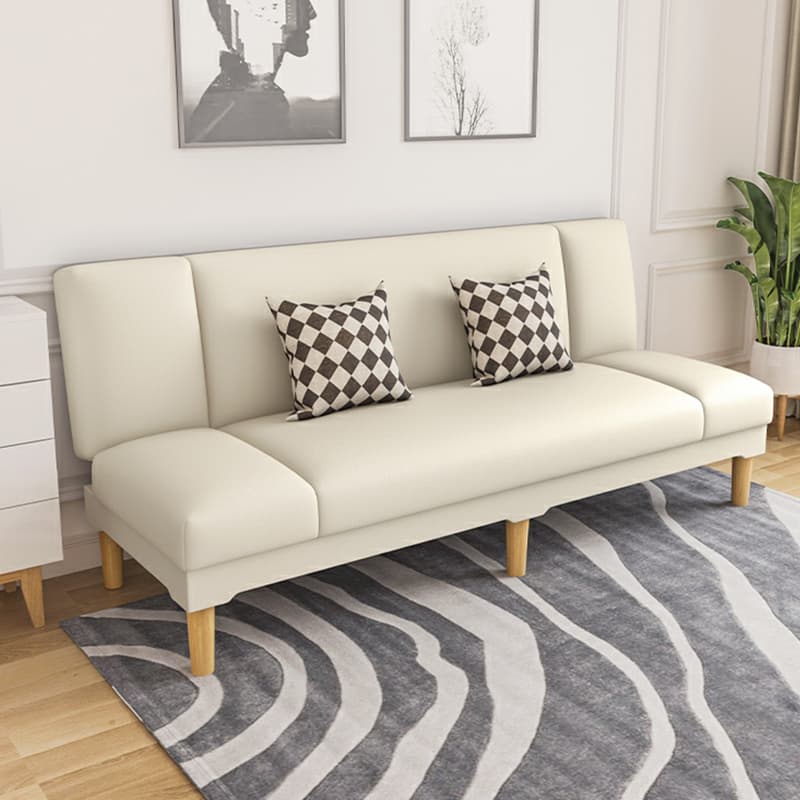 Scandinavian Armless Sleeper Sofa, Light Wood, Foam Filling, Includes Pillows - image 17