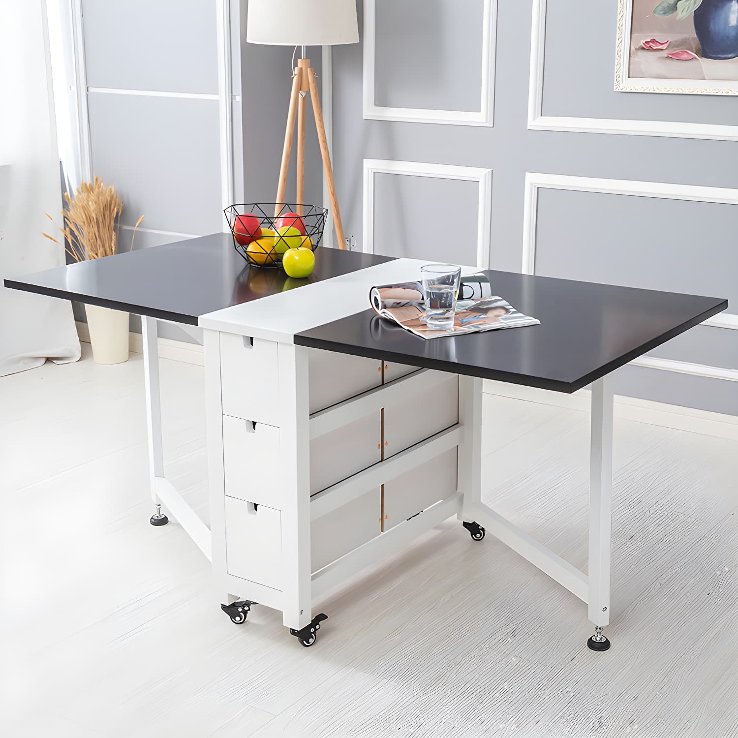 Modern Style Rectangle Solid Wood Drop-Leaf Dining Table, 59"L x 31.5"W x 29.5"H - image 19