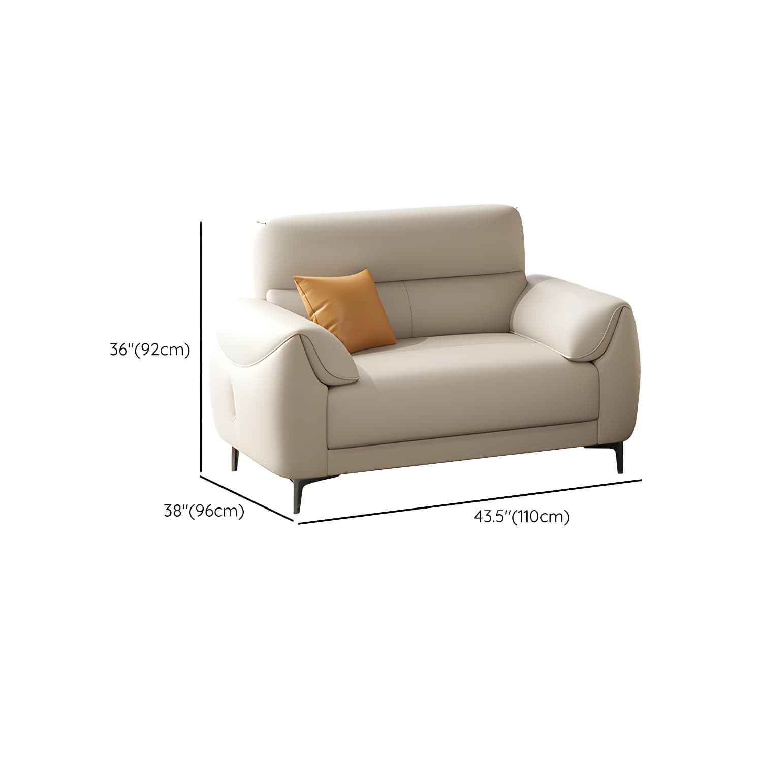 Modern Beige Leather Stationary Sectional Sofa with Pine Wood Frame - image 8