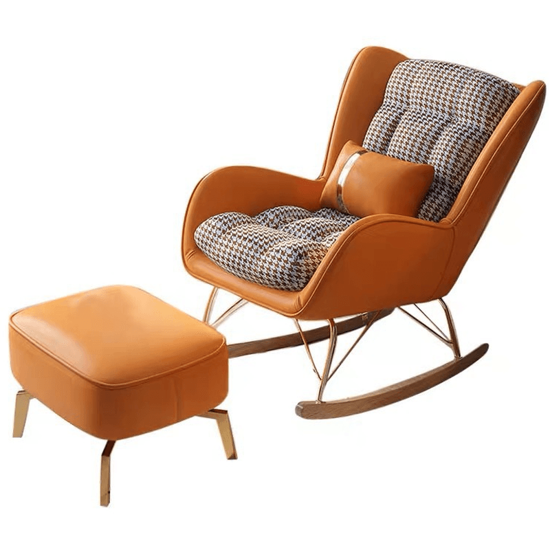 Trendy Cocoa/Lime Green/White Upholstered Rocking Chair Couch 2 Piece Set with Track Arm & Ottoman, Scratch-defiant - image 12
