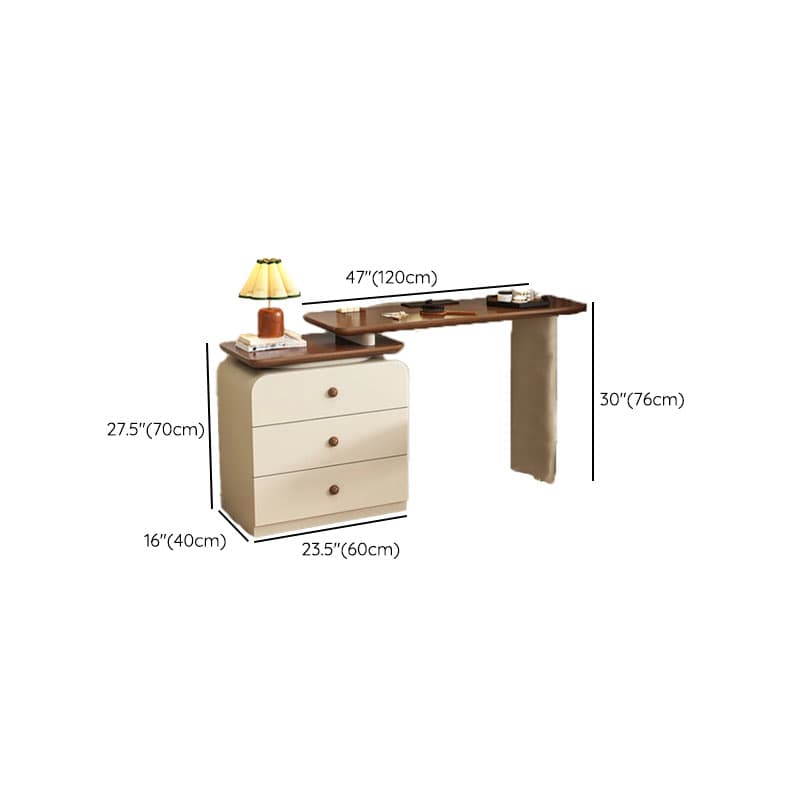 Cream Modish Large Vanity Set with Reclaimed Wood Table Top, 3/6 Drawers, and Light Up Mirror - image 11
