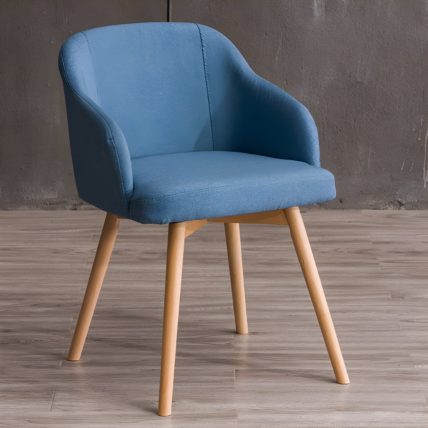 Scandinavian Beech Solid Back Arm Chair Fabric Dining Chair with Natural Legs - image 11