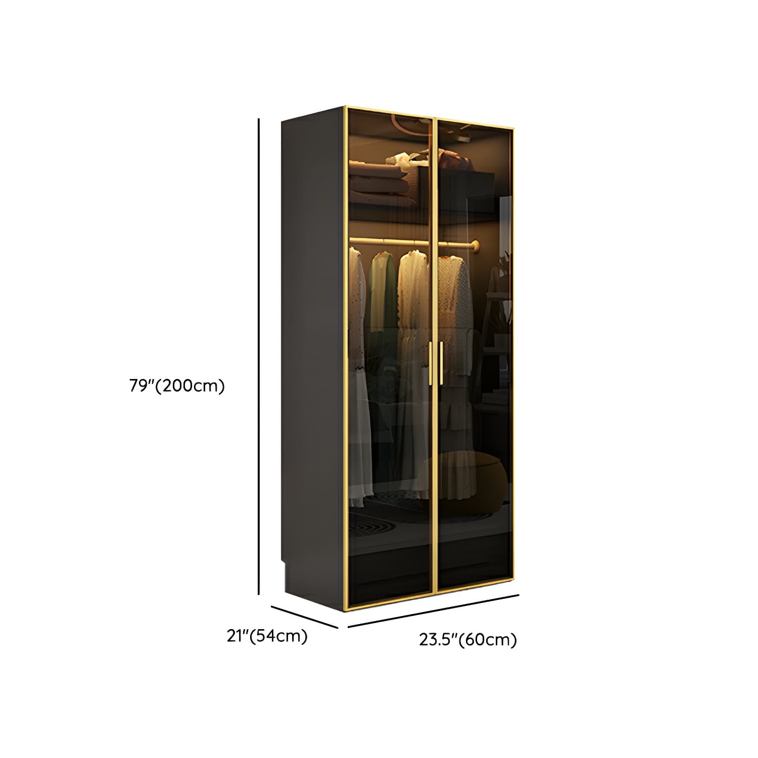Modern Grey Wood Wardrobe Armoire with Drawers & Adjustable Shelves - image 9