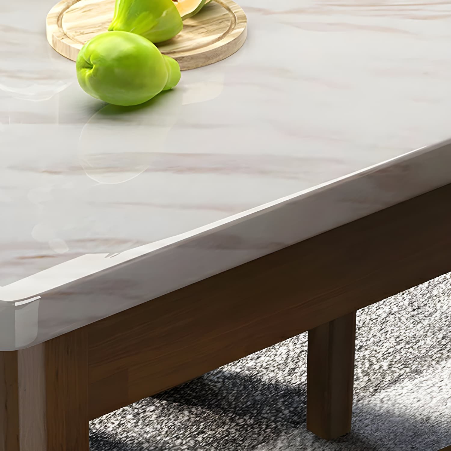 Square Marble Dining Table Set 1/5 Pieces with Solid Wood Base for Kitchen - image 6
