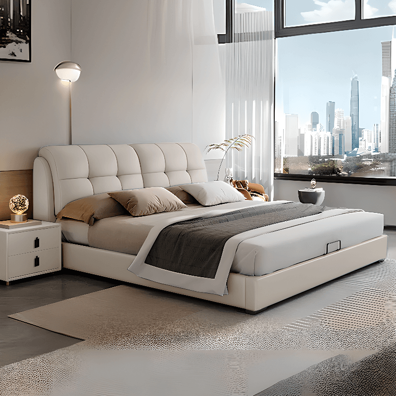 Solid Color Stitch-tufted Panel Bed for Bedroom - image 3