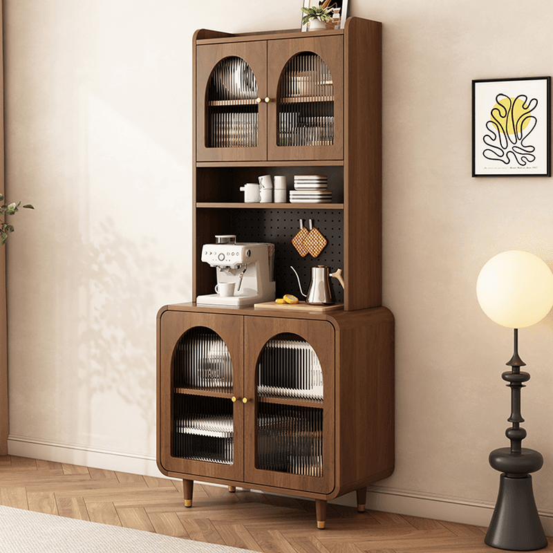 3 Drawers Modish Tan Standard Sink Cabinet with Glass Doors, 2 Shelves/1 Shelf, and Cabinets - image 4