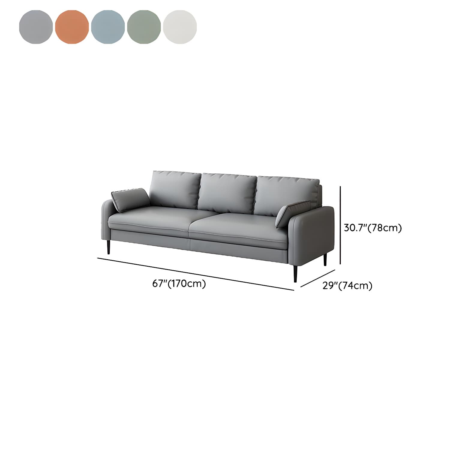 3-Seater Faux Leather Sofa Mid Century Loose Back Square Arm Settee - image 19