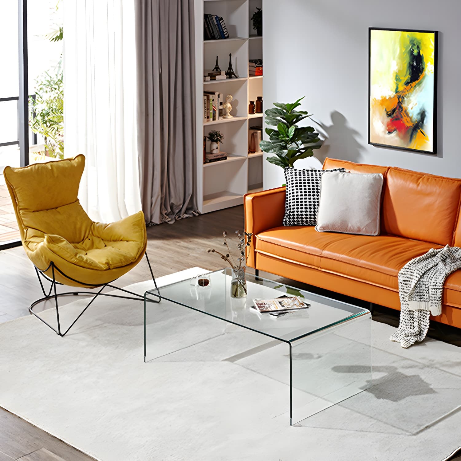 Modernism Oblong Cocktail Table in Glass with Sled Base for Living Room - image 18