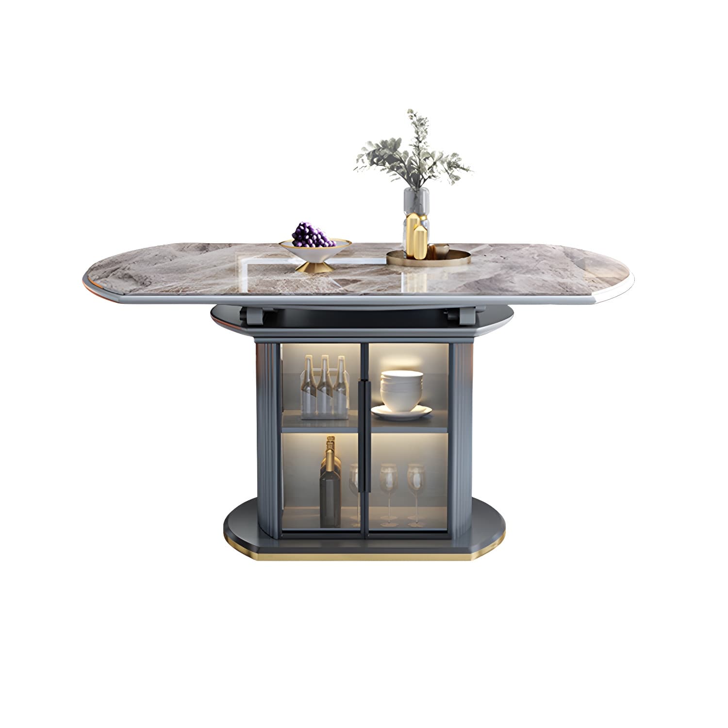 Modern Style Stone Furniture 1/5/7/9/11 Pcs Round Shape Dinette Table with Dining Chair - image 5