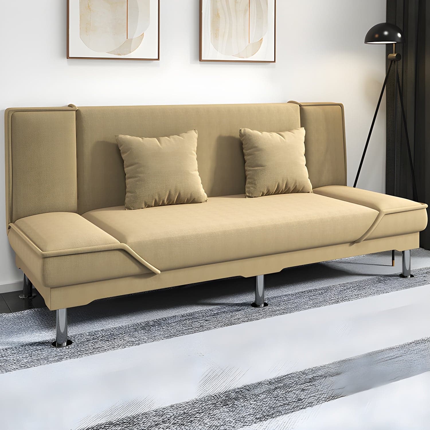 Armless Settee with Cotton Blend 19.68" W Convertible Sleeper Sofa for Living Room - image 9