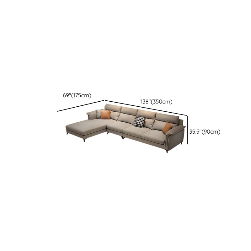 Modern Cushion Back Gray Standard Size Pillow Top Arm Gray Wood Sectionals - image 21