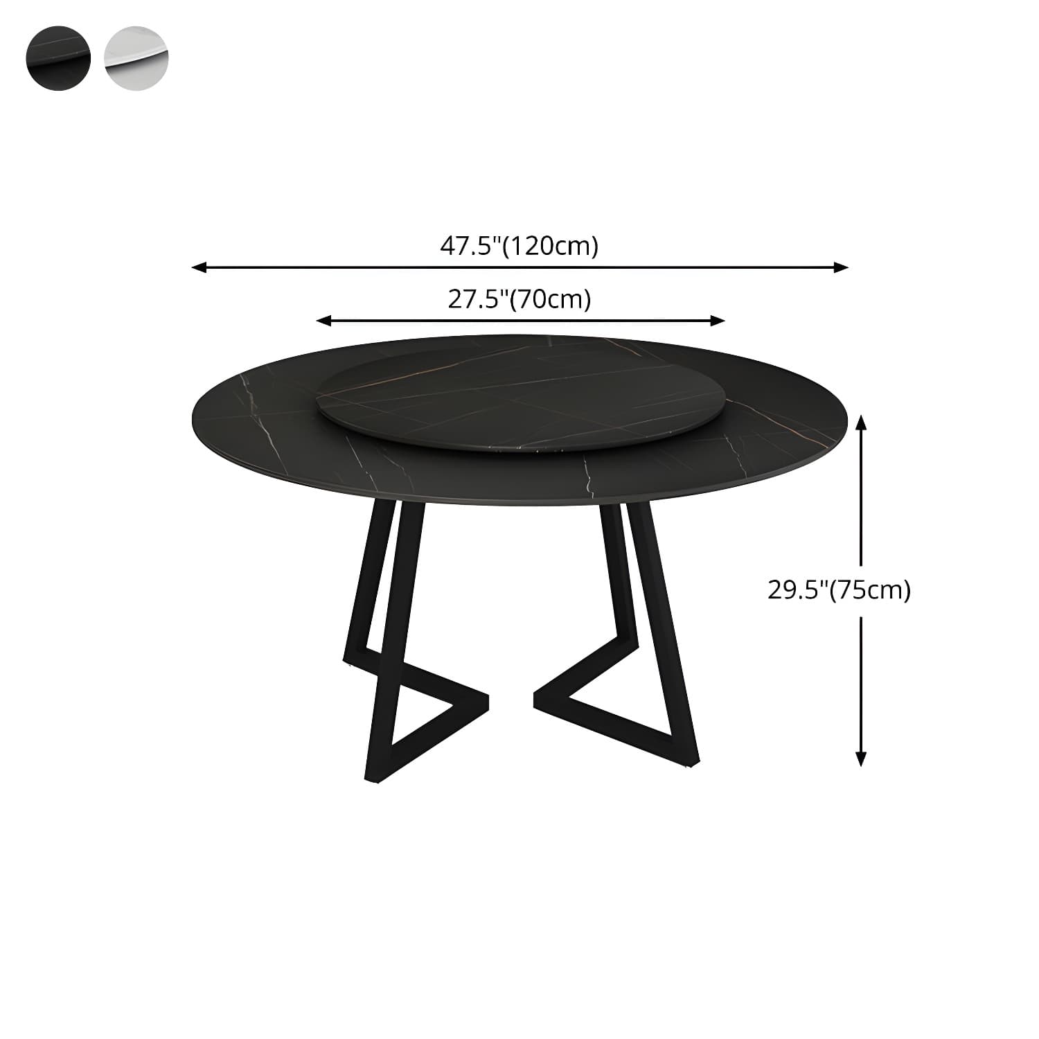 Sintered Stone Dining Table Round Modern Dining Table with Black Frame - image 17