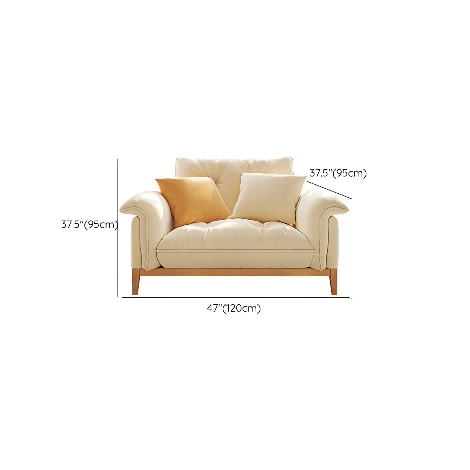 Beige Scandinavian Tufted Sectional Sofa with Wood Frame and Pillow Top Arm - image 9