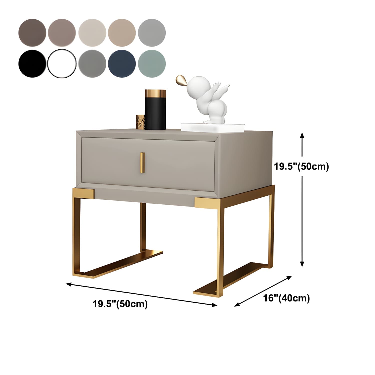 20'' Tall Glam Accent Table Nightstand Drawer Storage Faux Leather Nightstand with Legs - image 19