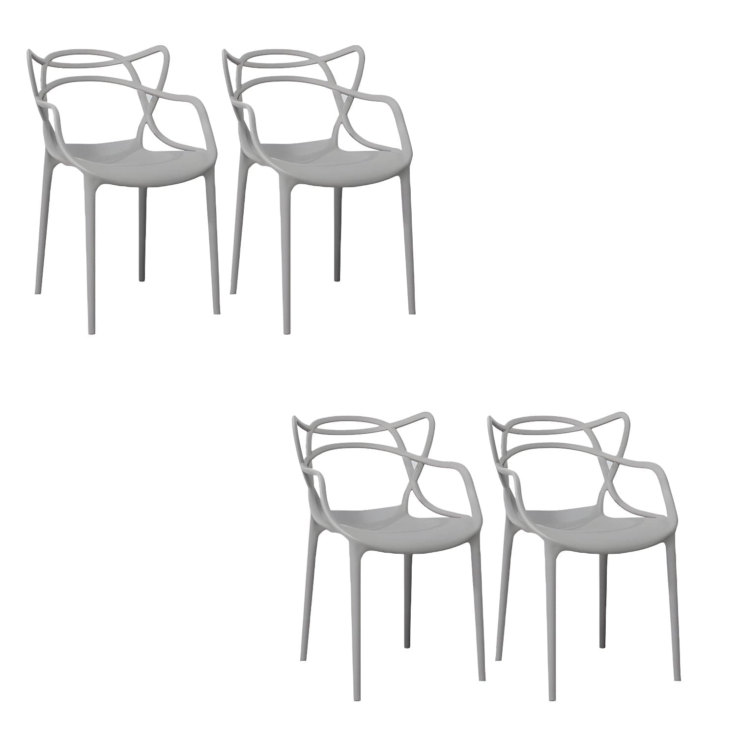 Open Back Dining Arm Chair Modern Indoor-Outdoor Plastic Chair - image 4