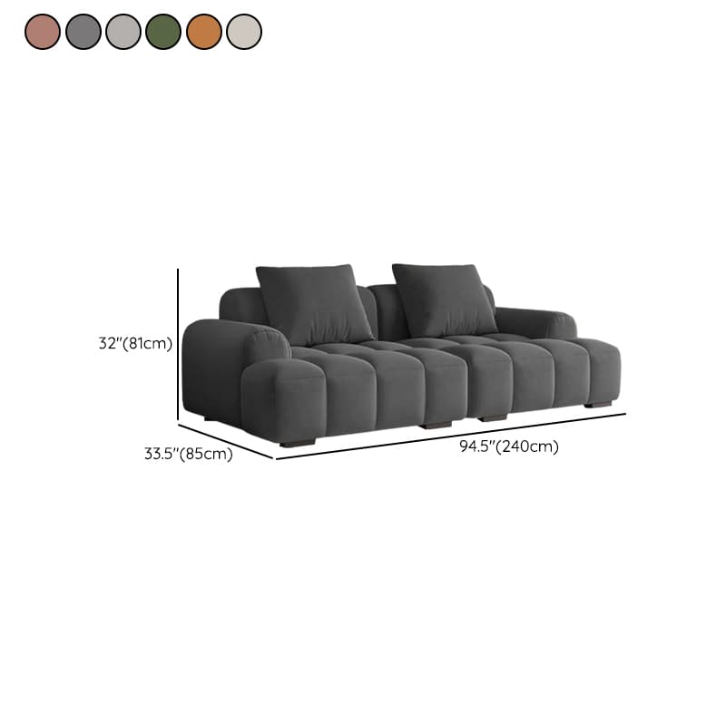 Modish Solid Color Stain Resistant Standard Sofa in Dark Gray/Emerald Green/Beige, 3-Seater with 2 Pillows - image 21