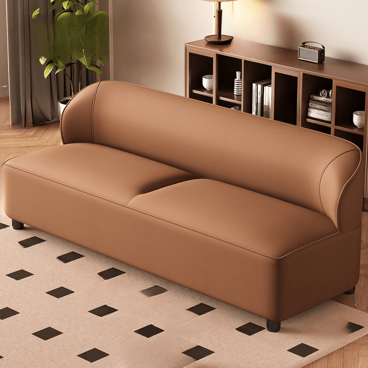 Trendy Solid Color Stain Resistant Loveseat in Emerald Green/Auburn/Beige for 2 People