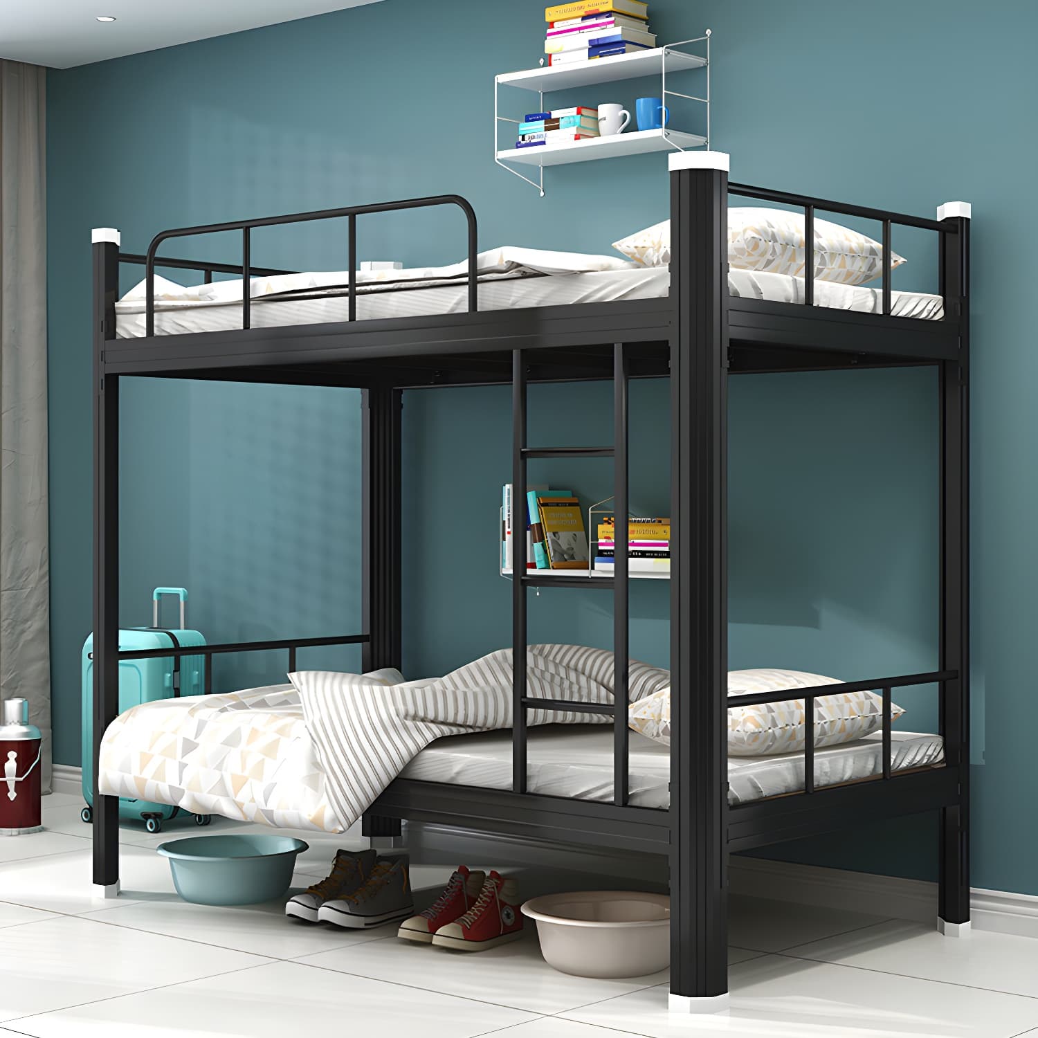 Modern Bunk Bed Dormitory Bedroom Metal Bed Frame with With Headboard and Footboard - image 17