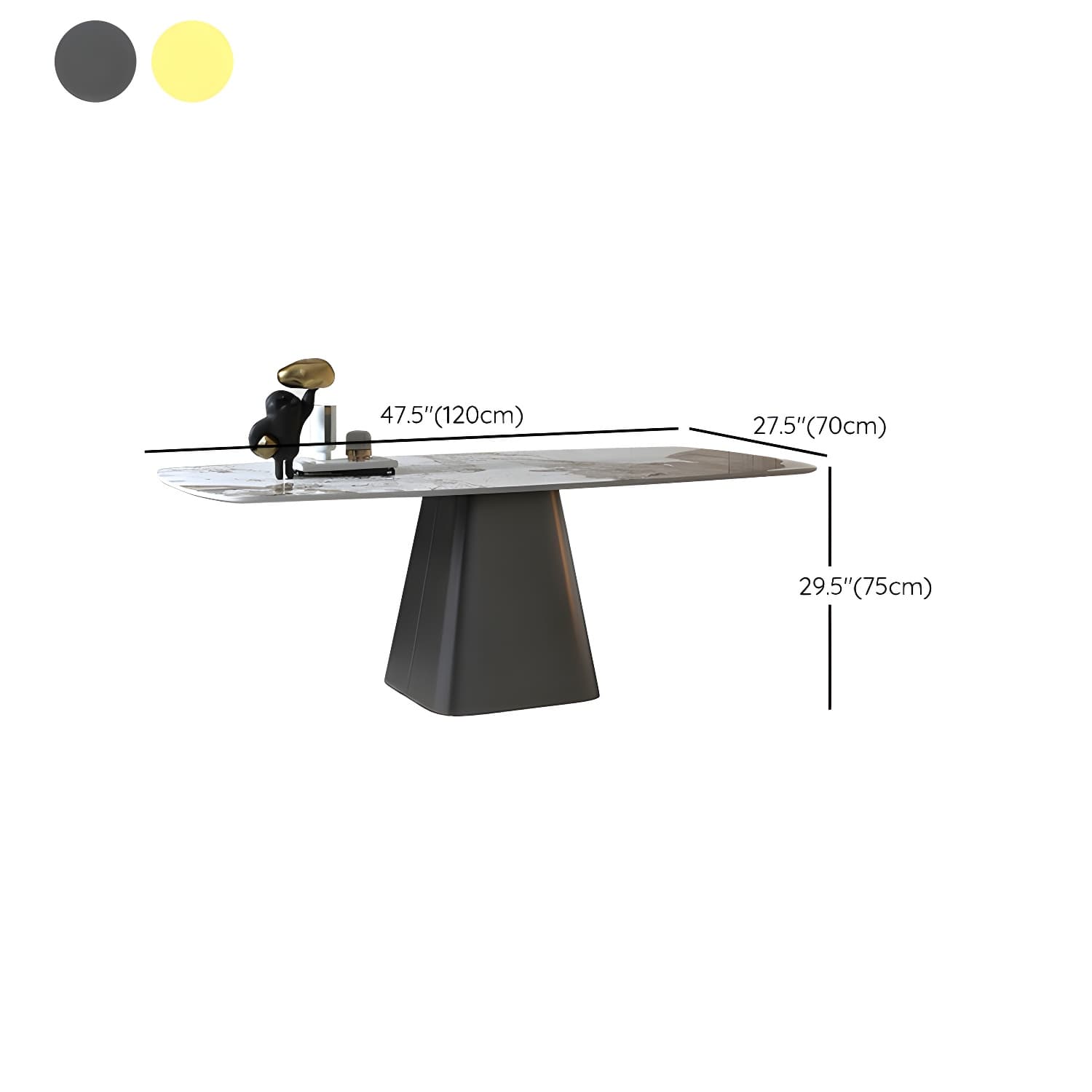 Rectangle White Stone Glam Dining Table with Steel Pedestal Base - image 15