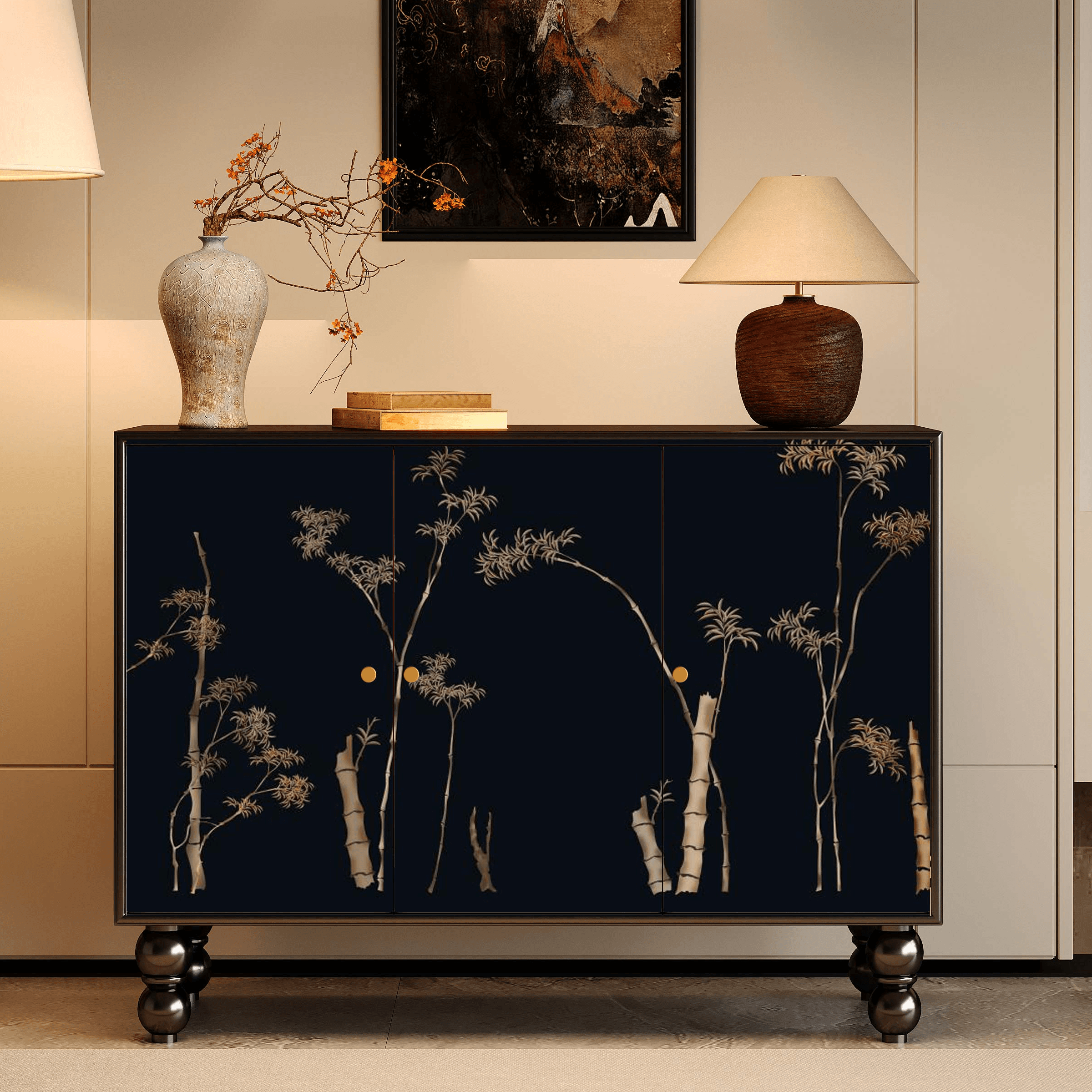 Classicist Narrow Timber Sideboard with Hutch, 3 Shelves, 3 Doors and Larder