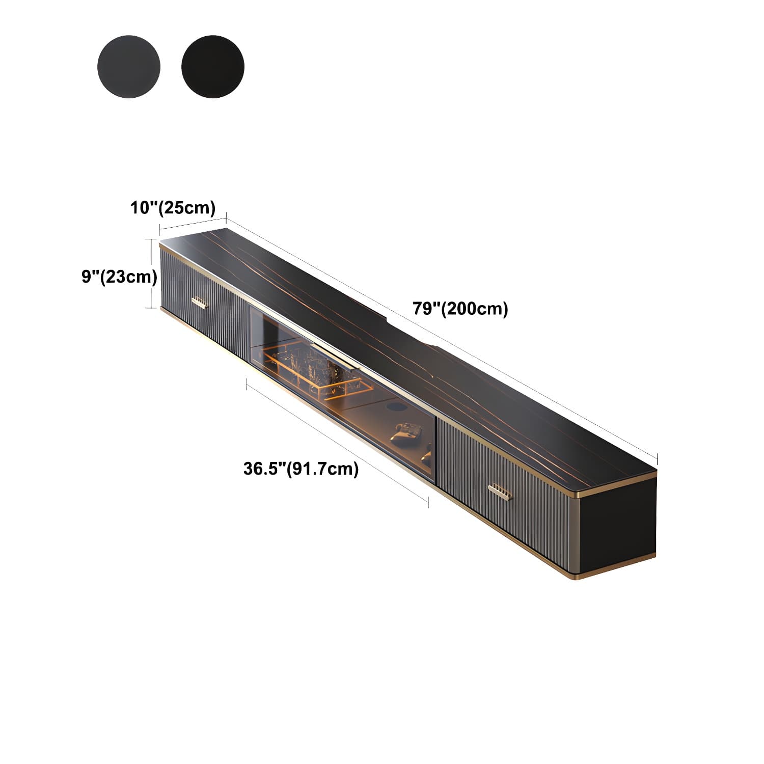 Black Slate TV Cabinet Gorgeous Style Home Wall Mounted TV Cabinet Console - image 15