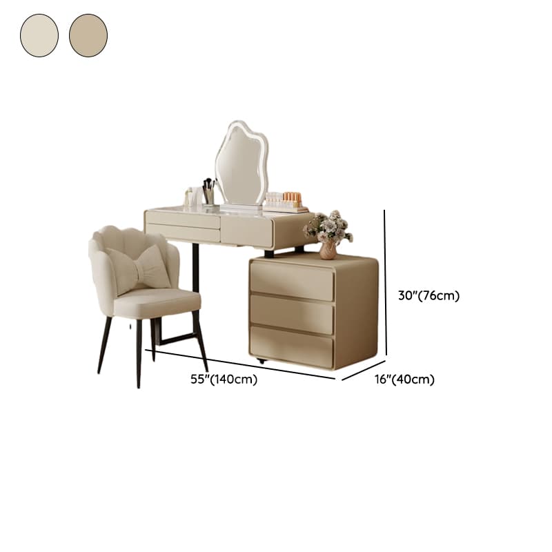 Large/Standard Vanity Set with Stone Table Top, White Seat, 9 Drawers/6 Drawers, Mirror Lights, and Scalable Design - image 10