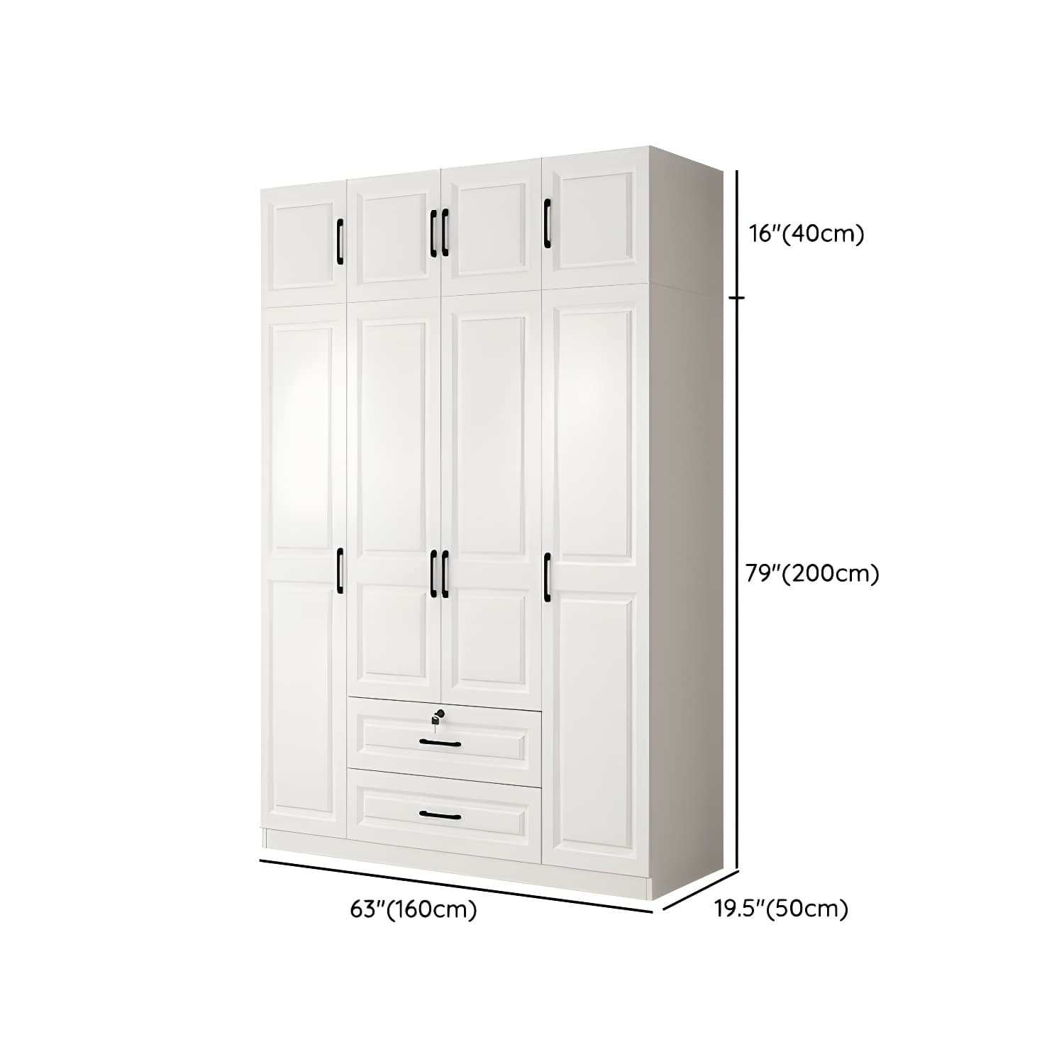 Wood White Modern Wardrobe Armoire with Drawers, Shelves, and Clothing Rod - image 22