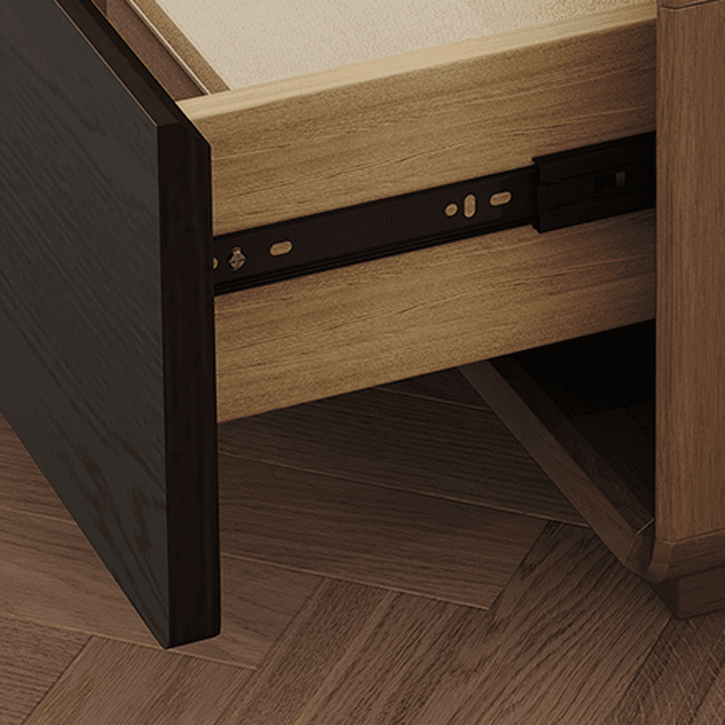 Mid-Century Modern Natural Wood TV Stand with Shelf, 2-Drawer, Hutch, and Cable Management - image 4