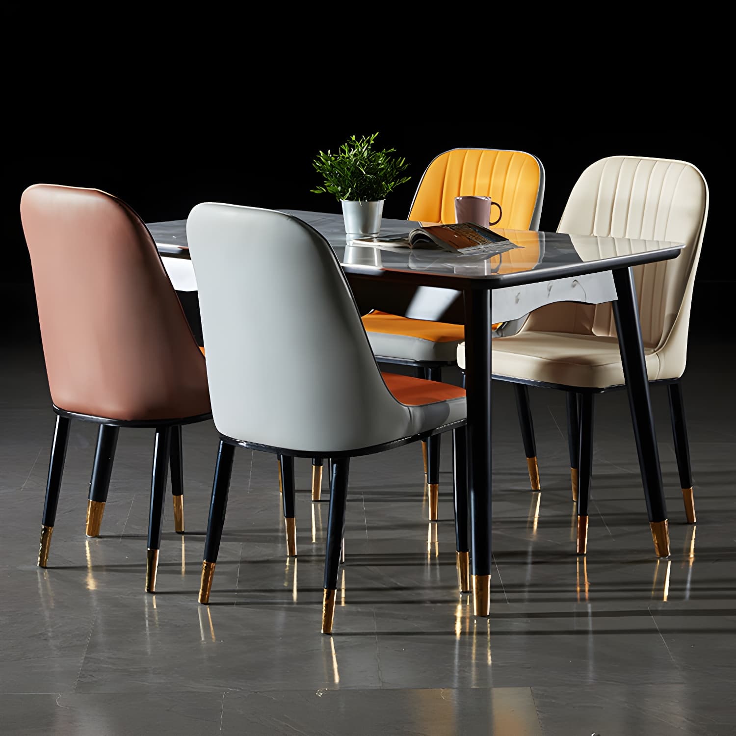 Nordic Style Kitchen Metal Dining Chair Dining Parsons Armless Side Chairs - image 12
