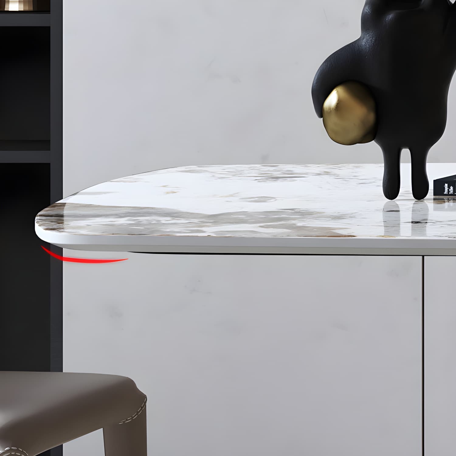 Luxury Sintered Stone Top Dining Table Rectangle White Table with Pedestal - image 6