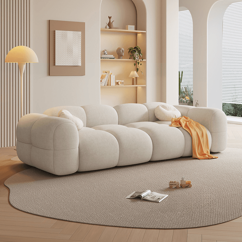 Modish Solid Color Scratch-durable Standard Sofa in Blush/Sage/Ivory for 4 Person/Seats 5/Seats 6 with 2 Pillows - image 6