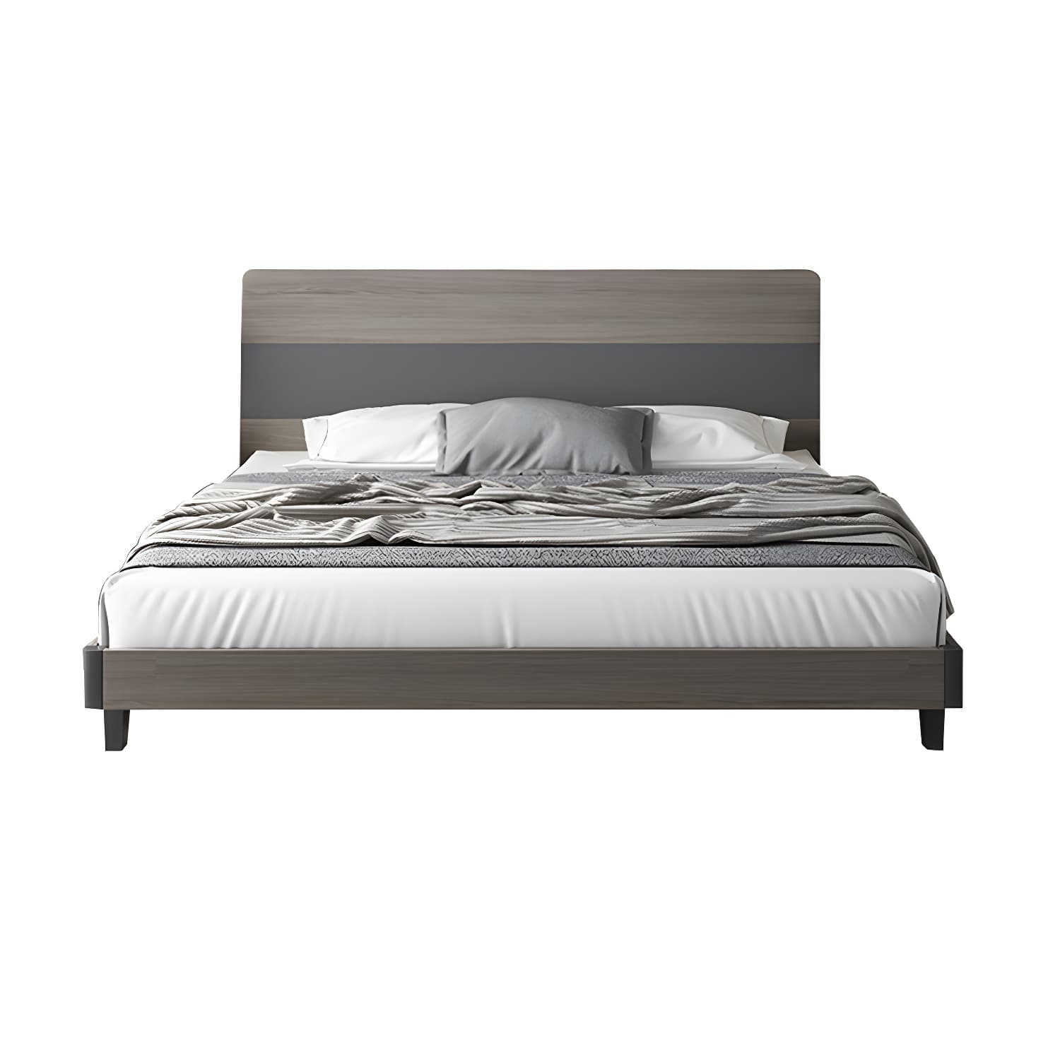 Modern Style Wood Bed with Headboard Low Profile Standard Bed - image 5