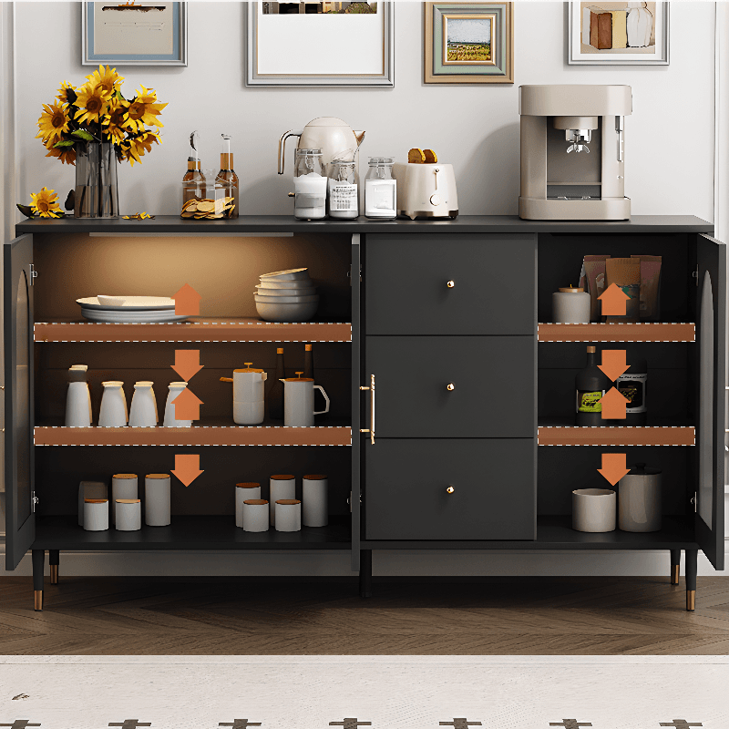 Standalone Accent Cabinet in Black with Glass Door, Alterable Shelf and Illuminating, Soft Close Drawer and 1 Cabinet/2 Cabinets in a Casual Style - image 3
