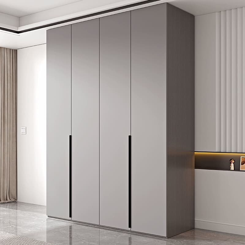 Trendy Grey Wooden Almirah with Clothing Rod, Interior Shelves, Soft Close Drawer & Soft Close Door - image 3