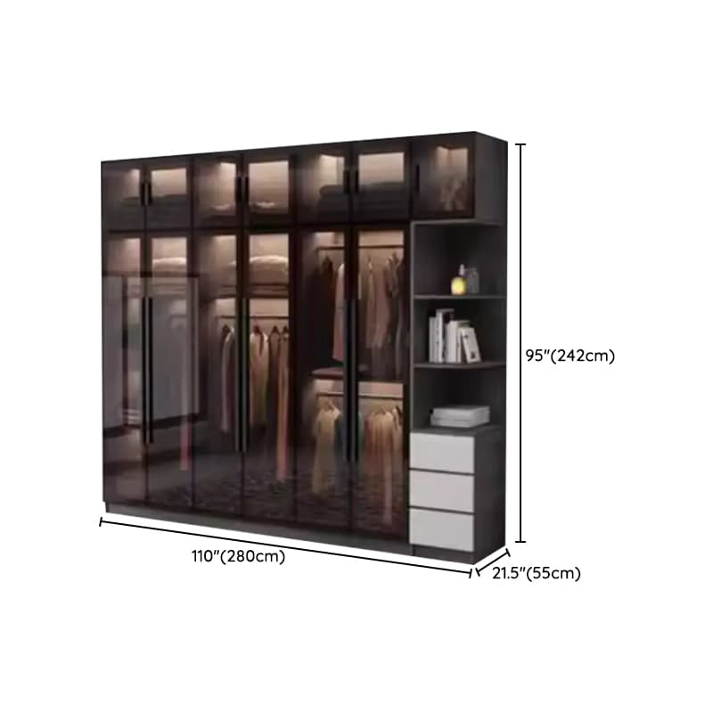 Charcoal Modish Timber Self-supporting Cabinet Armoire with Soft Close Drawer and Door, Hanging Rod - image 29