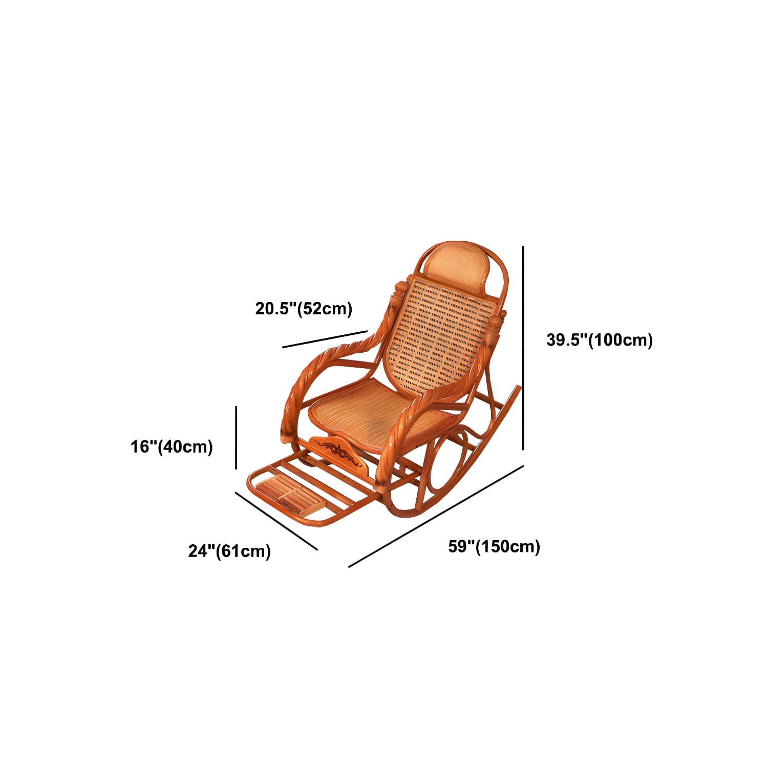 Mid Century Modern Recliner Chair Rattan/Wicker Recliner Chair for Living Room - image 30